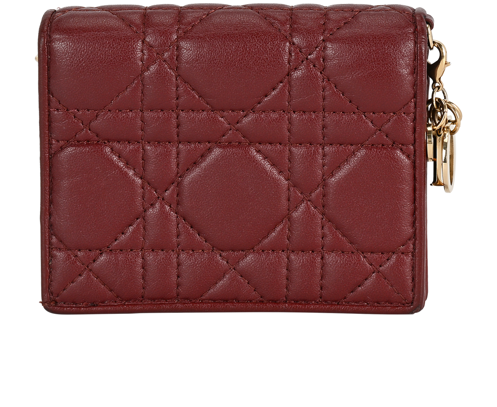 Christian Dior Mini Lady Dior Gardenia Wallet, &pound;295, Accessories, Burgundy, Leather, Back view